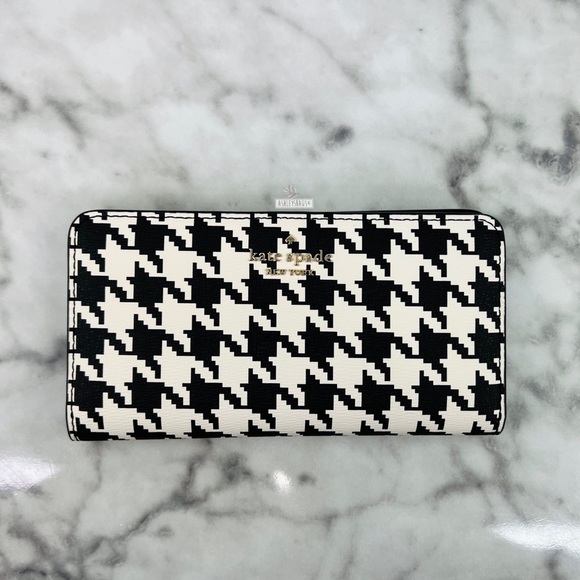 Kate Spade Woven Remi Flap Chain Crossbody & Large Bifold Wallet In Houndstooth - Picture 11 of 15